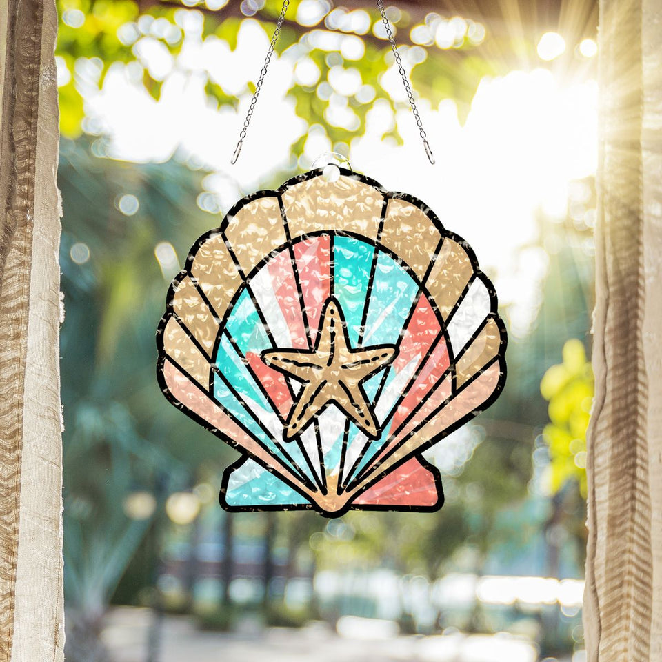 Seashell Starfish Arch Water Ripple Suncatcher