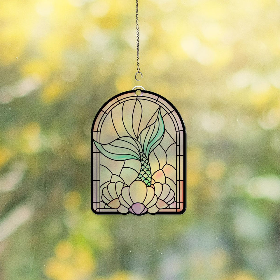 Mermaid Tail Shell Arch Acrylic Suncatcher