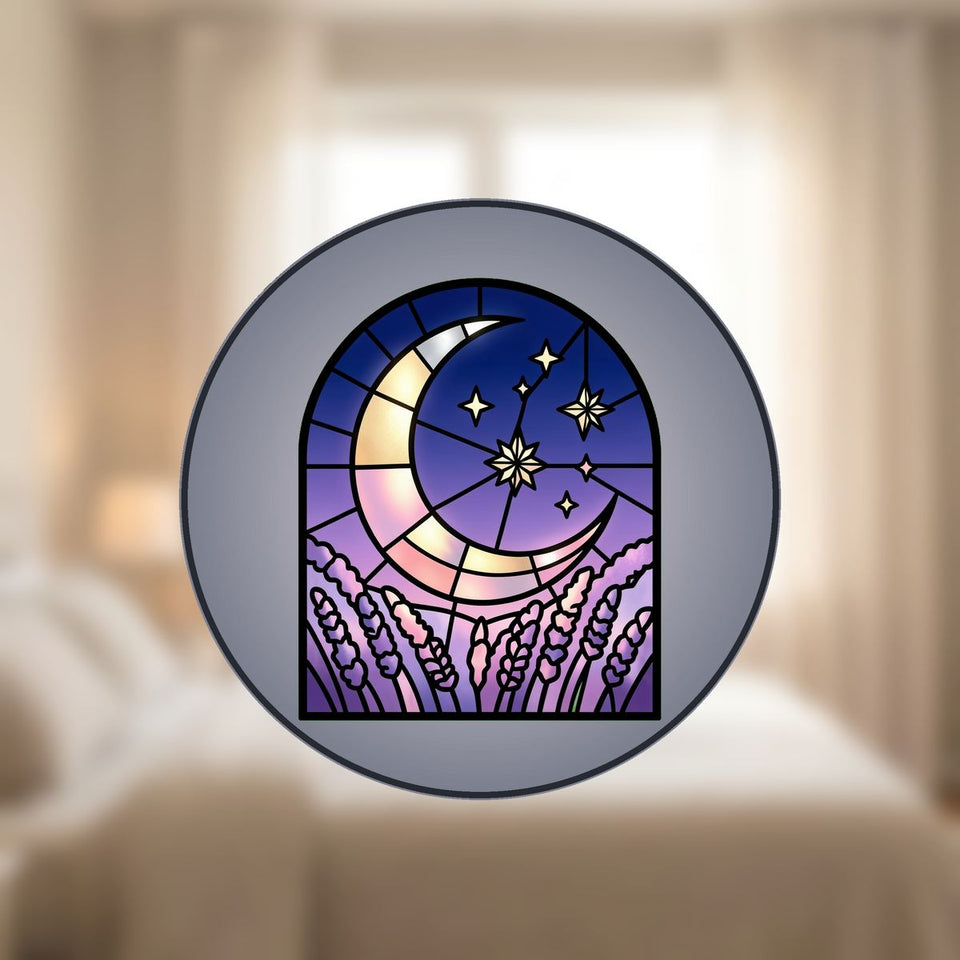 Starry Lavender Moon Arch Stained Glass Suncatcher