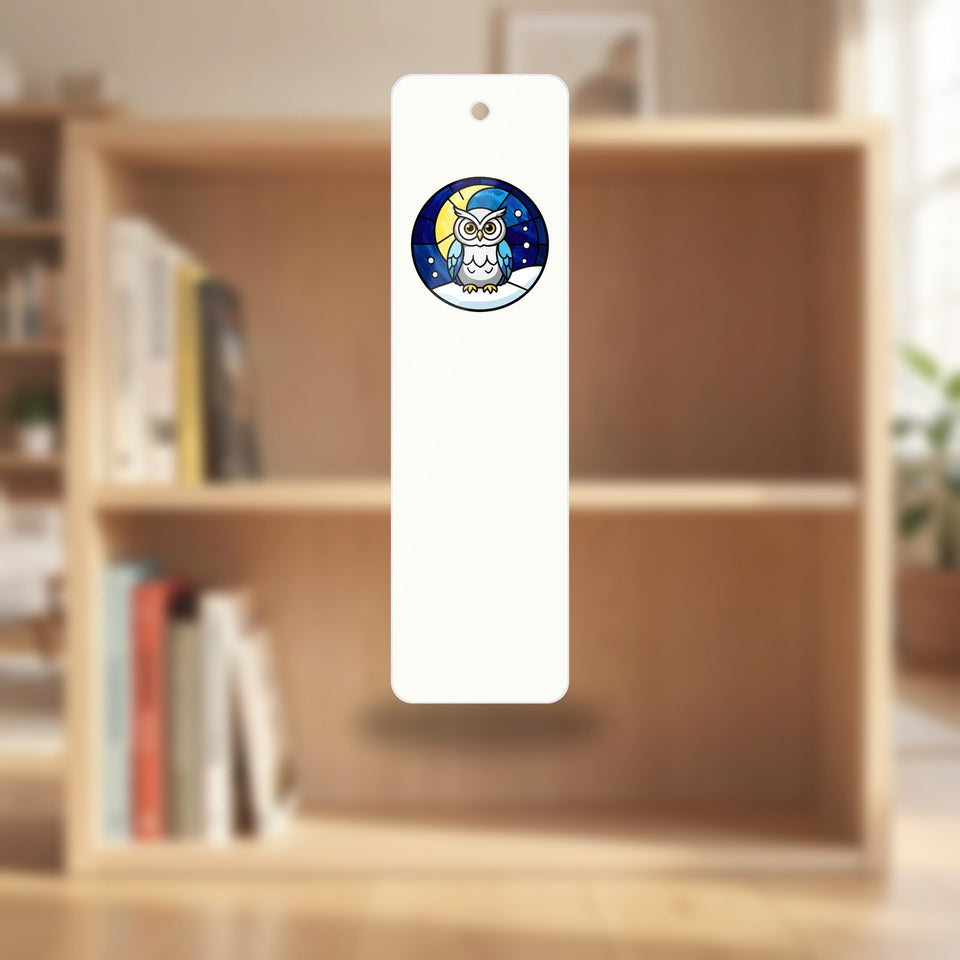 Snowy Owl Winter Moon Acrylic Bookmark