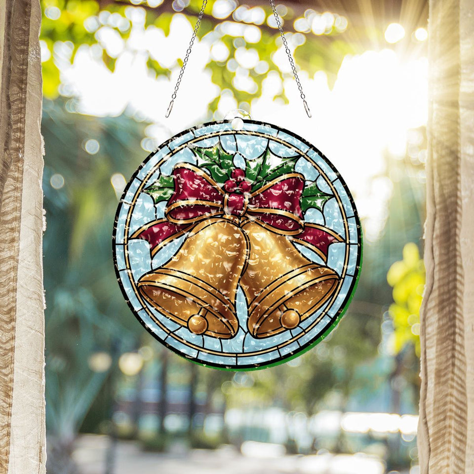 Silver Bells Holly Circle Water Ripple Suncatcher