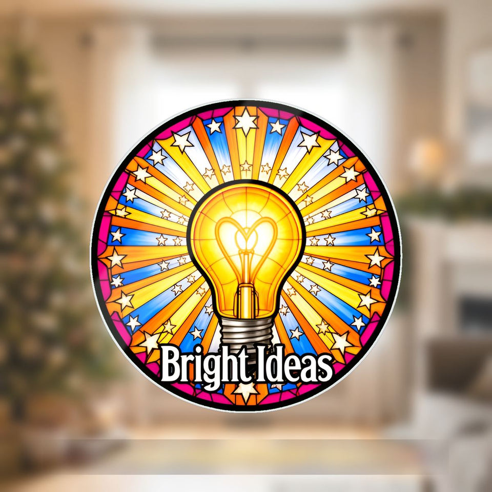 Bright Ideas Light Bulb Circle Wavy Acrylic Suncatcher Ornament