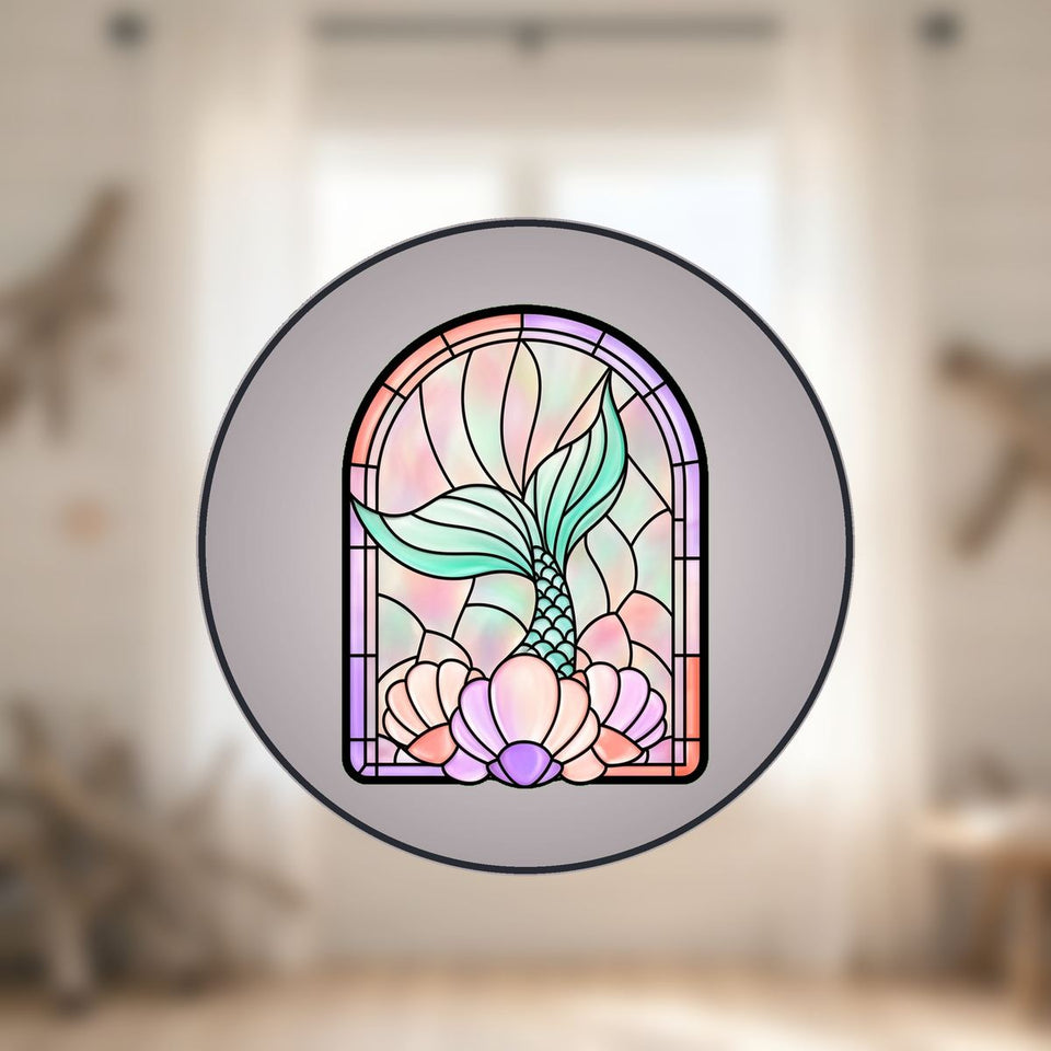Mermaid Tail Shell Arch Stained Glass Suncatcher