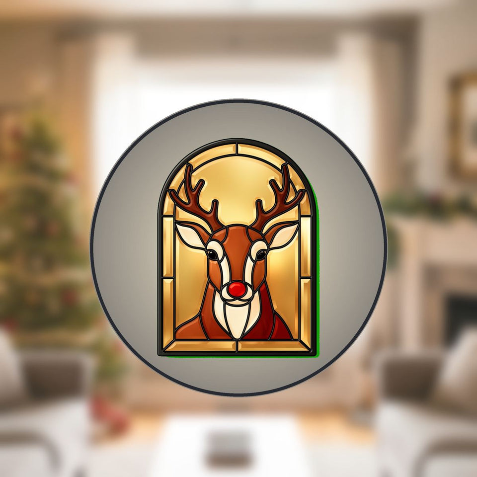 Reindeer Antler Arch Stained Glass Suncatcher