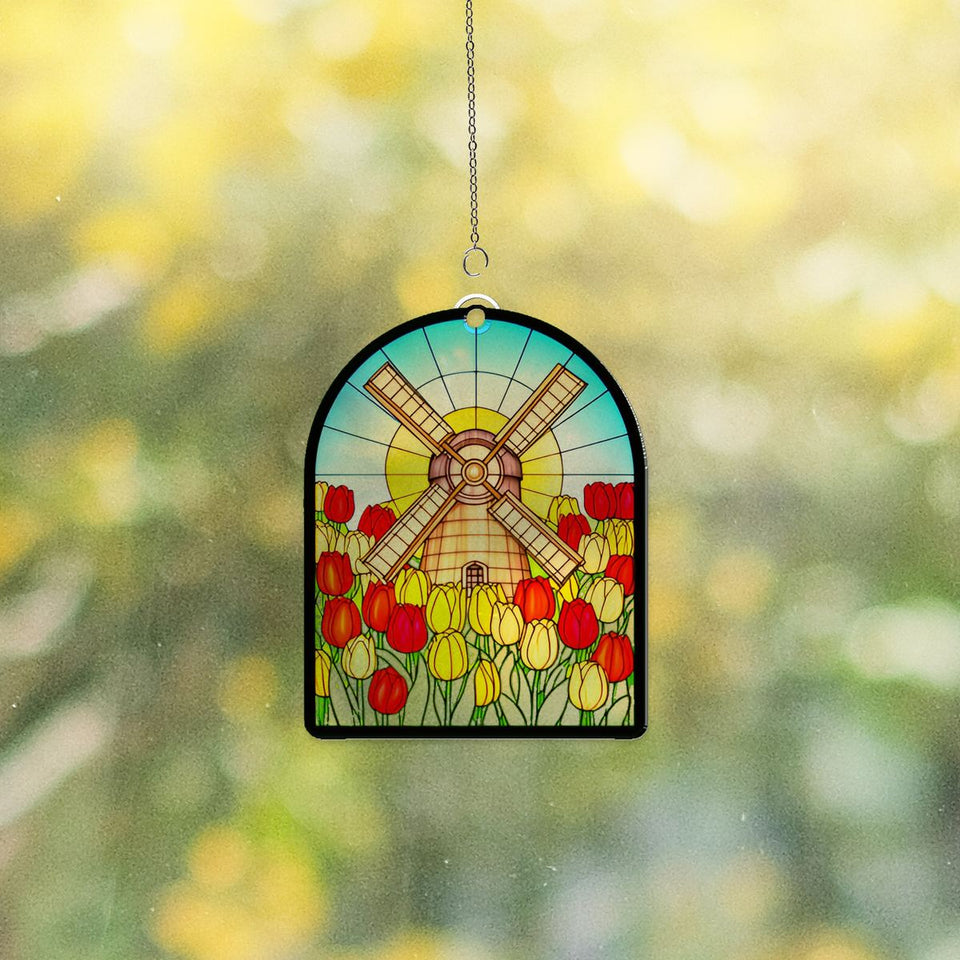 Tulip Windmill Arch Acrylic Suncatcher