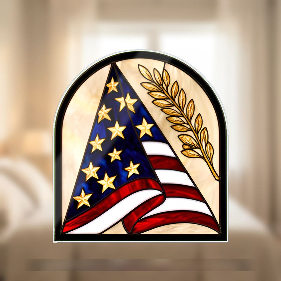 Folded Flag Memorial Arch Wavy Acrylic Suncatcher Ornament