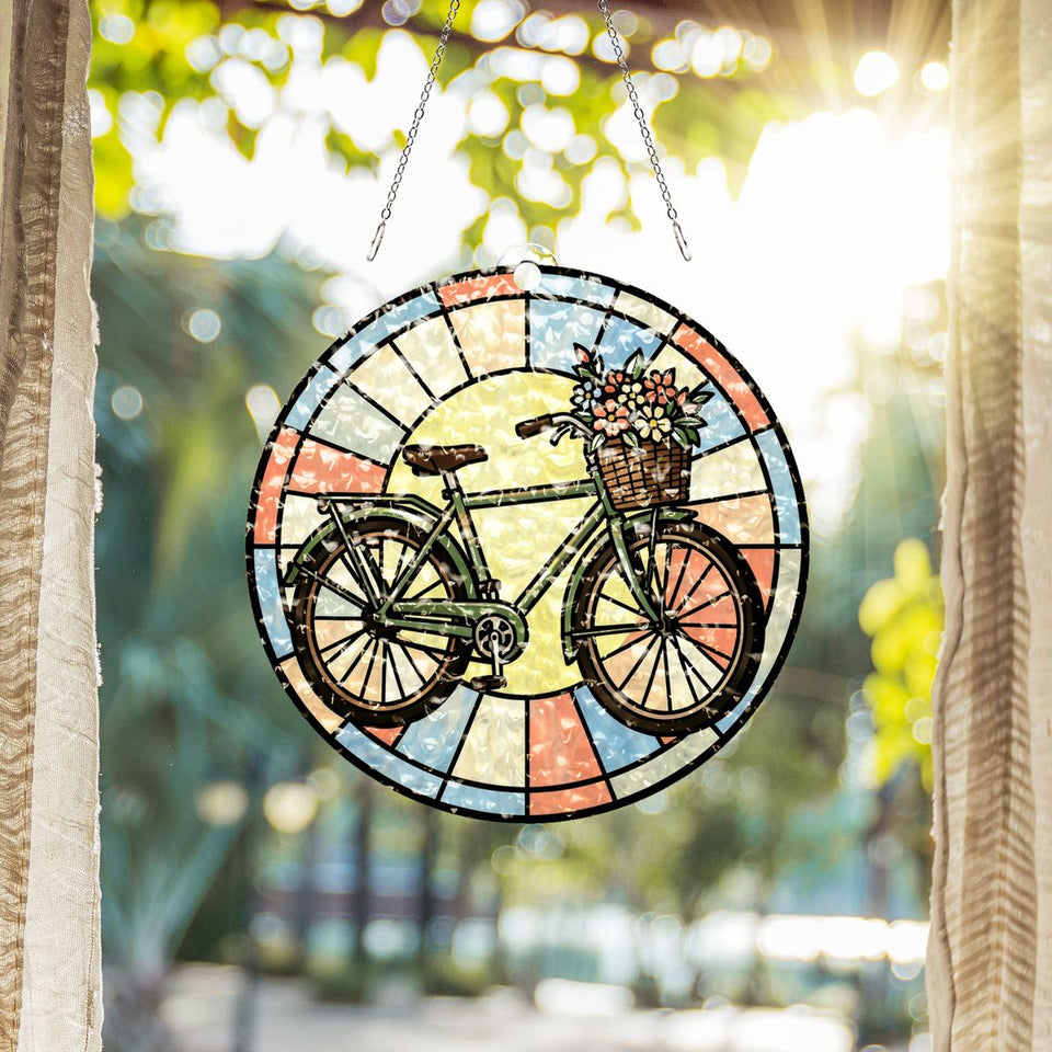Flower Basket Bicycle Circle Water Ripple Suncatcher