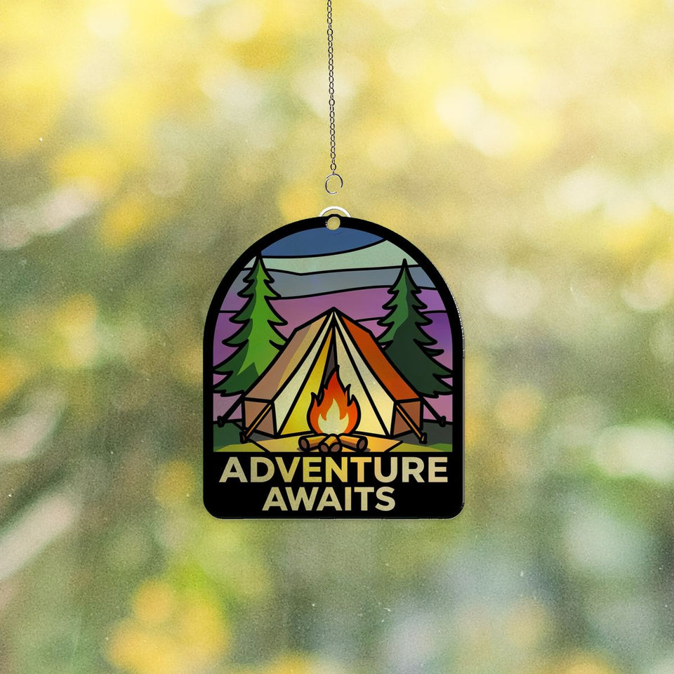 Camping Tent Campfire Arch Acrylic Suncatcher
