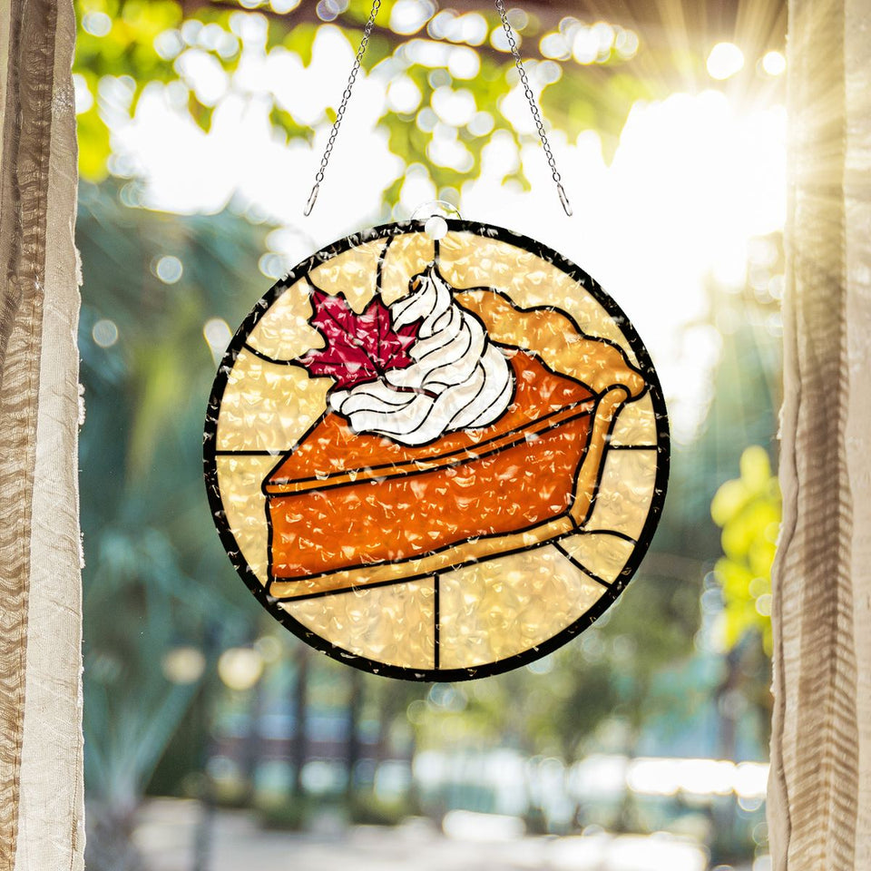 Pumpkin Pie Slice Circle Water Ripple Suncatcher