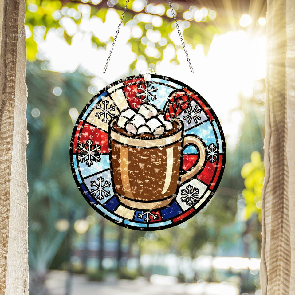Hot Cocoa Mug Circle Water Ripple Suncatcher