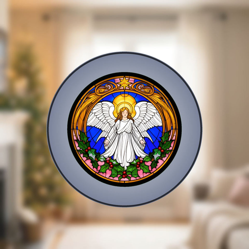 Christmas Angel Halo Circle Stained Glass Suncatcher
