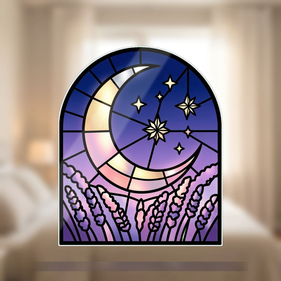 Starry Lavender Moon Arch Wavy Acrylic Suncatcher Ornament
