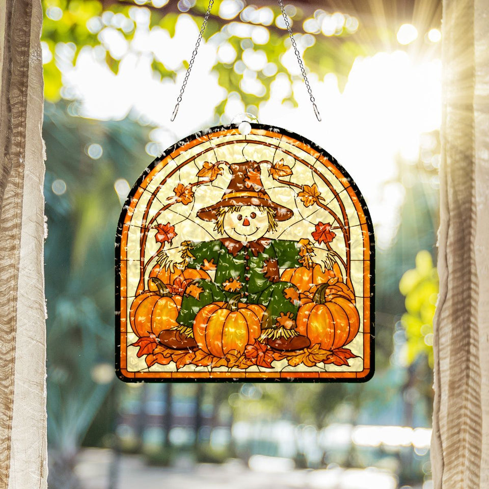 Scarecrow Pumpkin Patch Arch Water Ripple Suncatcher