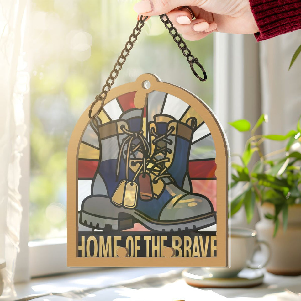 Veteran Dog Tags Boots Window Hanging Suncatcher
