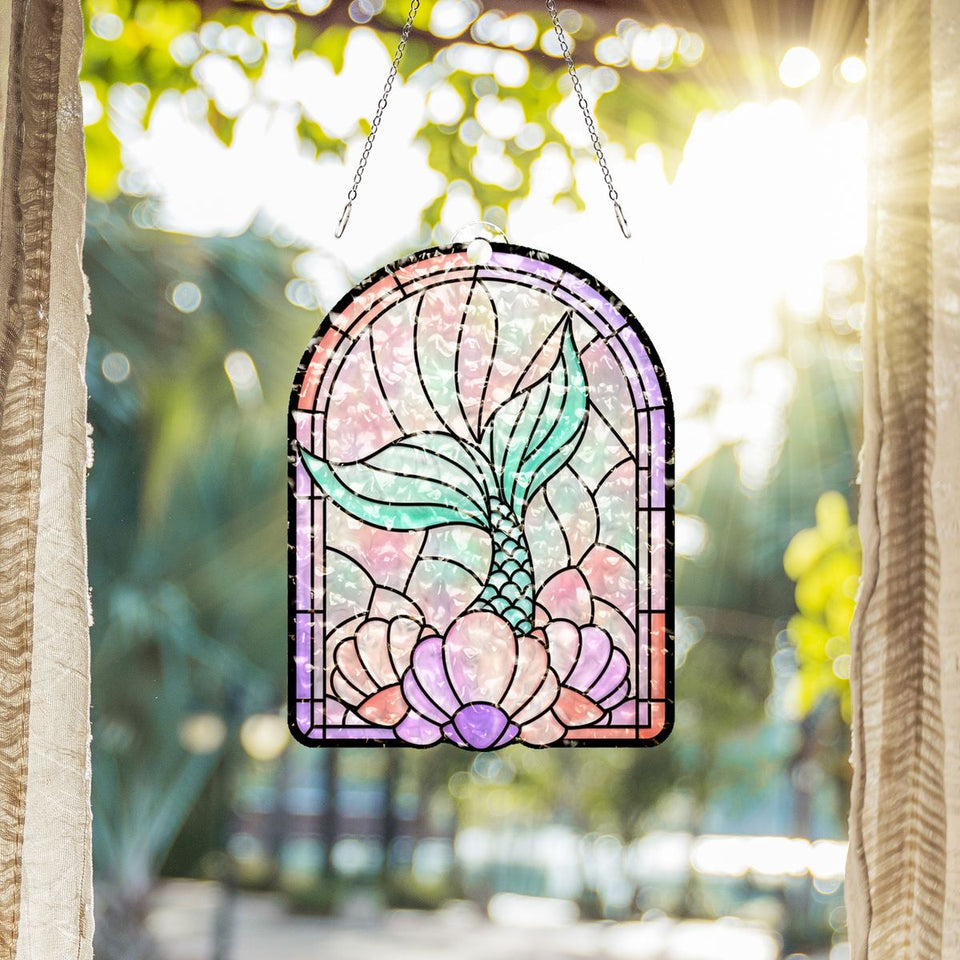Mermaid Tail Shell Arch Water Ripple Suncatcher