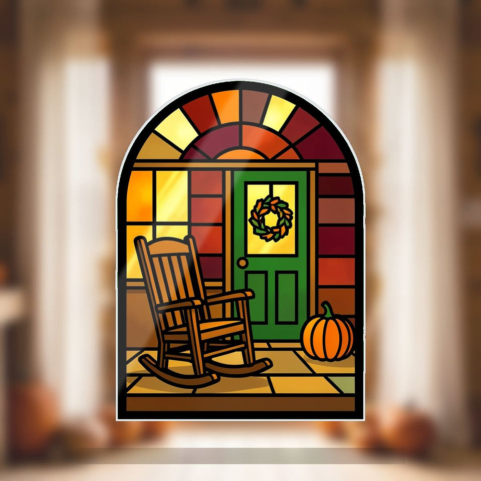 Front Porch Rocking Chair Arch Wavy Acrylic Suncatcher Ornament