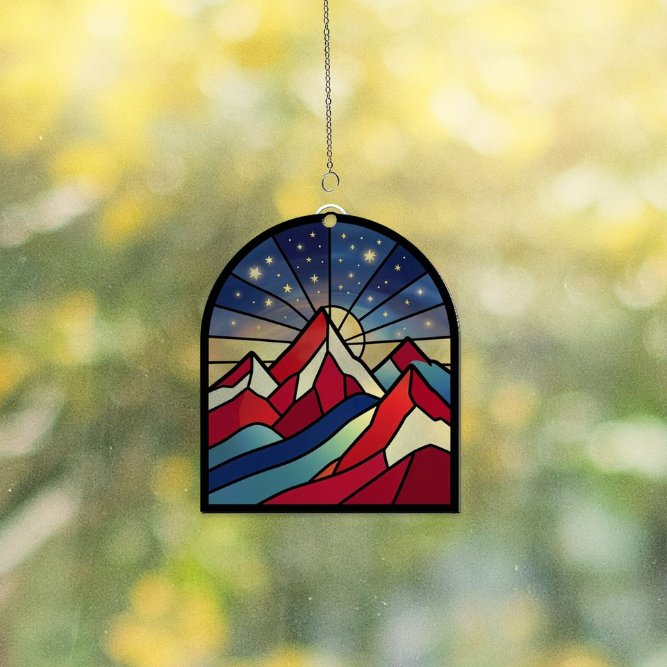Patriotic Mountain Arch Acrylic Suncatcher