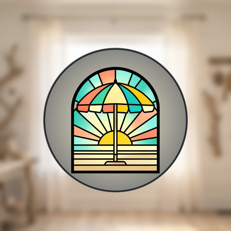 Beach Umbrella Sunset Stained Glass Suncatcher