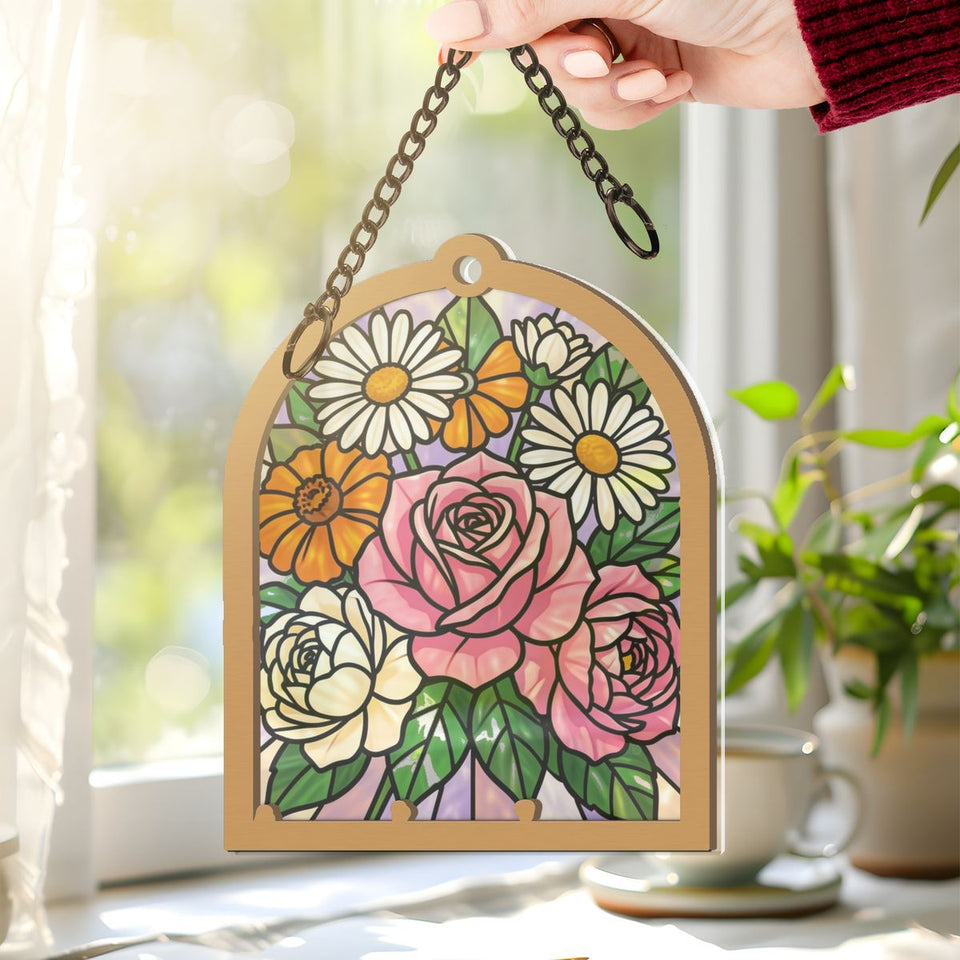 Birth Flower Bouquet Arch Window Hanging Suncatcher