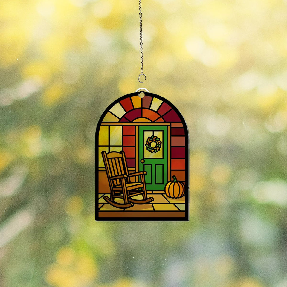Front Porch Rocking Chair Arch Acrylic Suncatcher