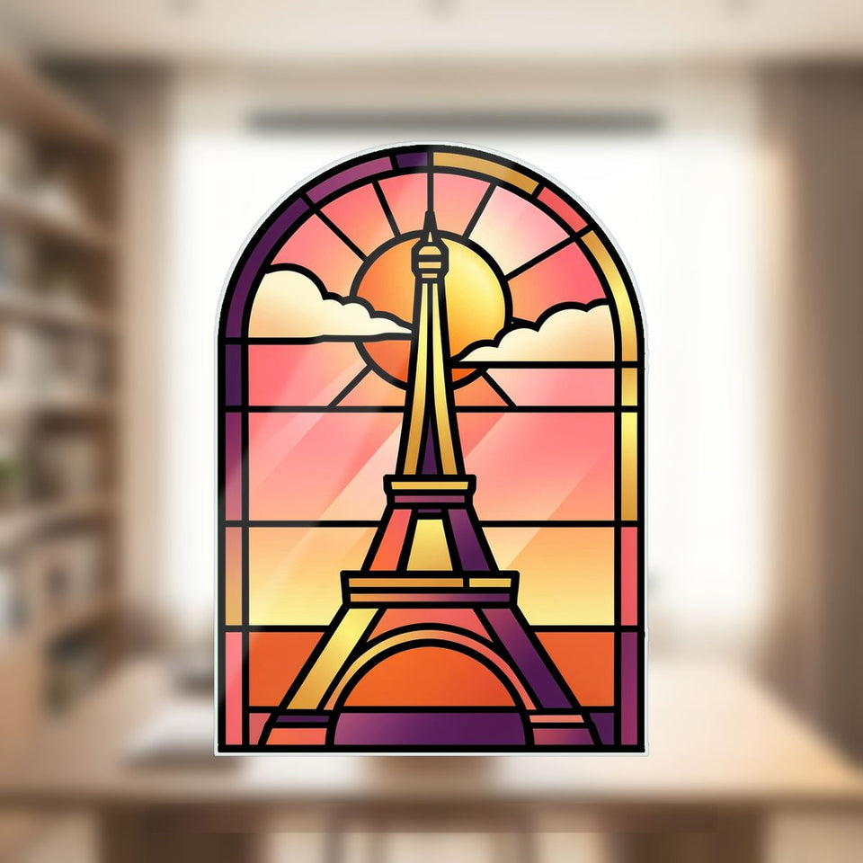 Eiffel Tower Sunset Arch Wavy Acrylic Suncatcher Ornament