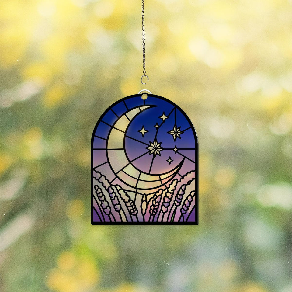 Starry Lavender Moon Arch Acrylic Suncatcher
