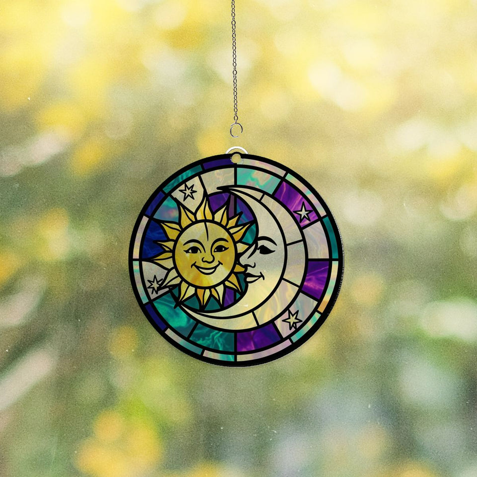 Sun Moon Celestial Circle Acrylic Suncatcher