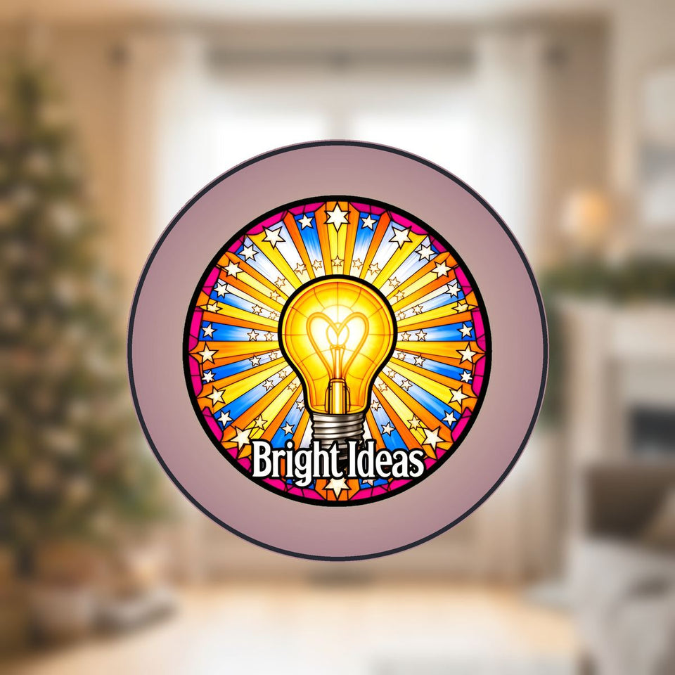 Bright Ideas Light Bulb Circle Stained Glass Suncatcher