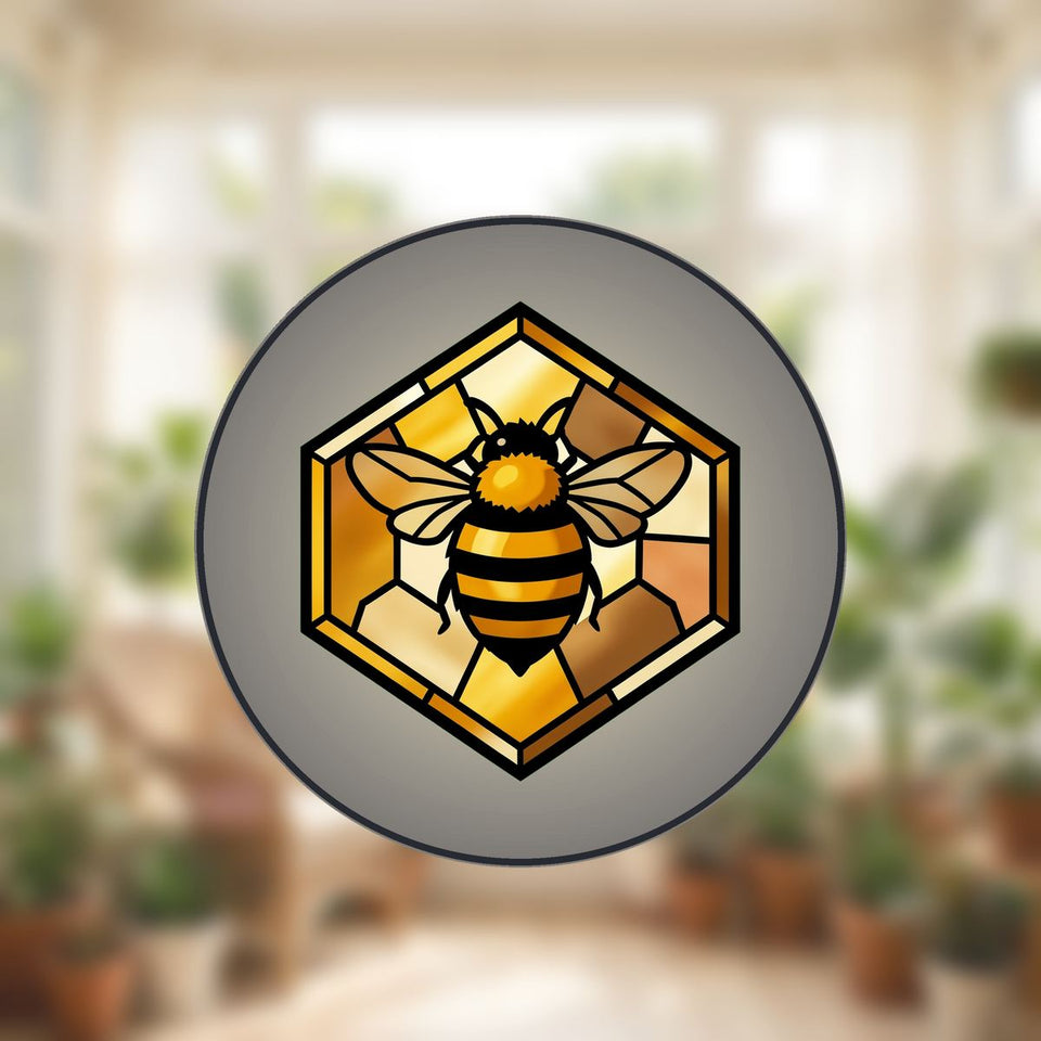 Honeybee Honeycomb Hexagon Stained Glass Suncatcher