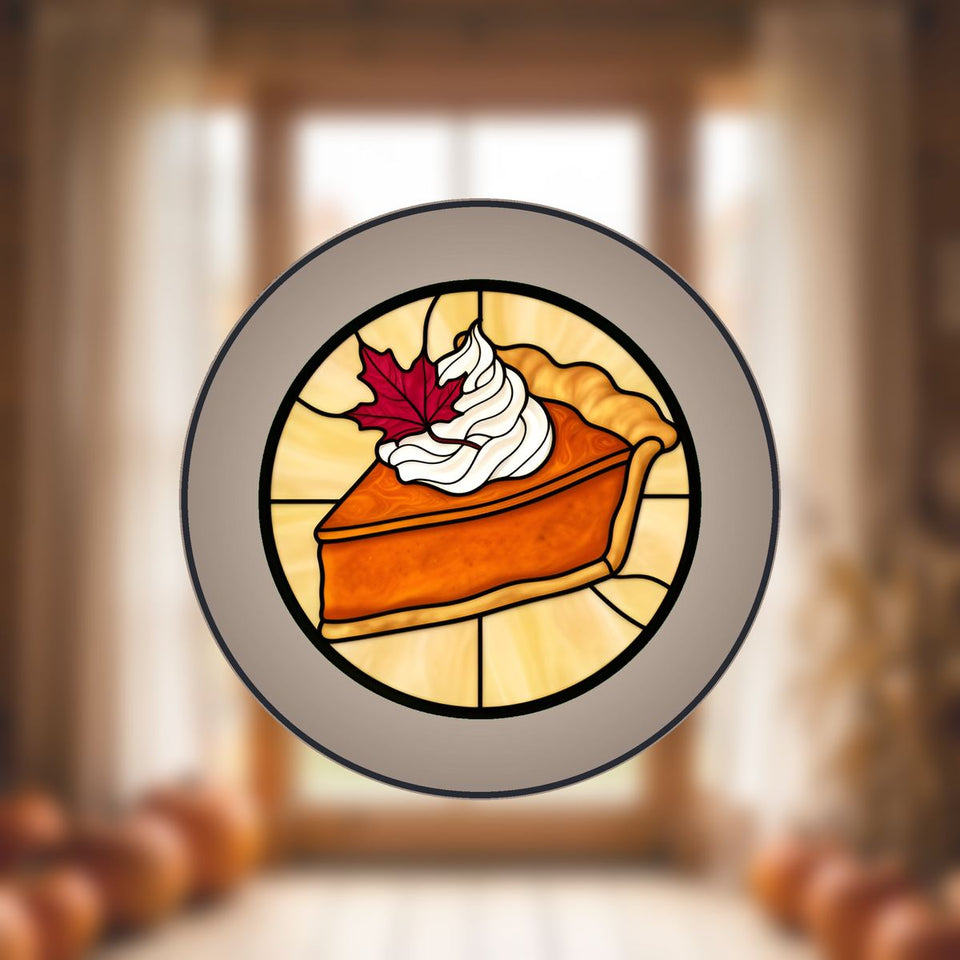 Pumpkin Pie Slice Circle Stained Glass Suncatcher