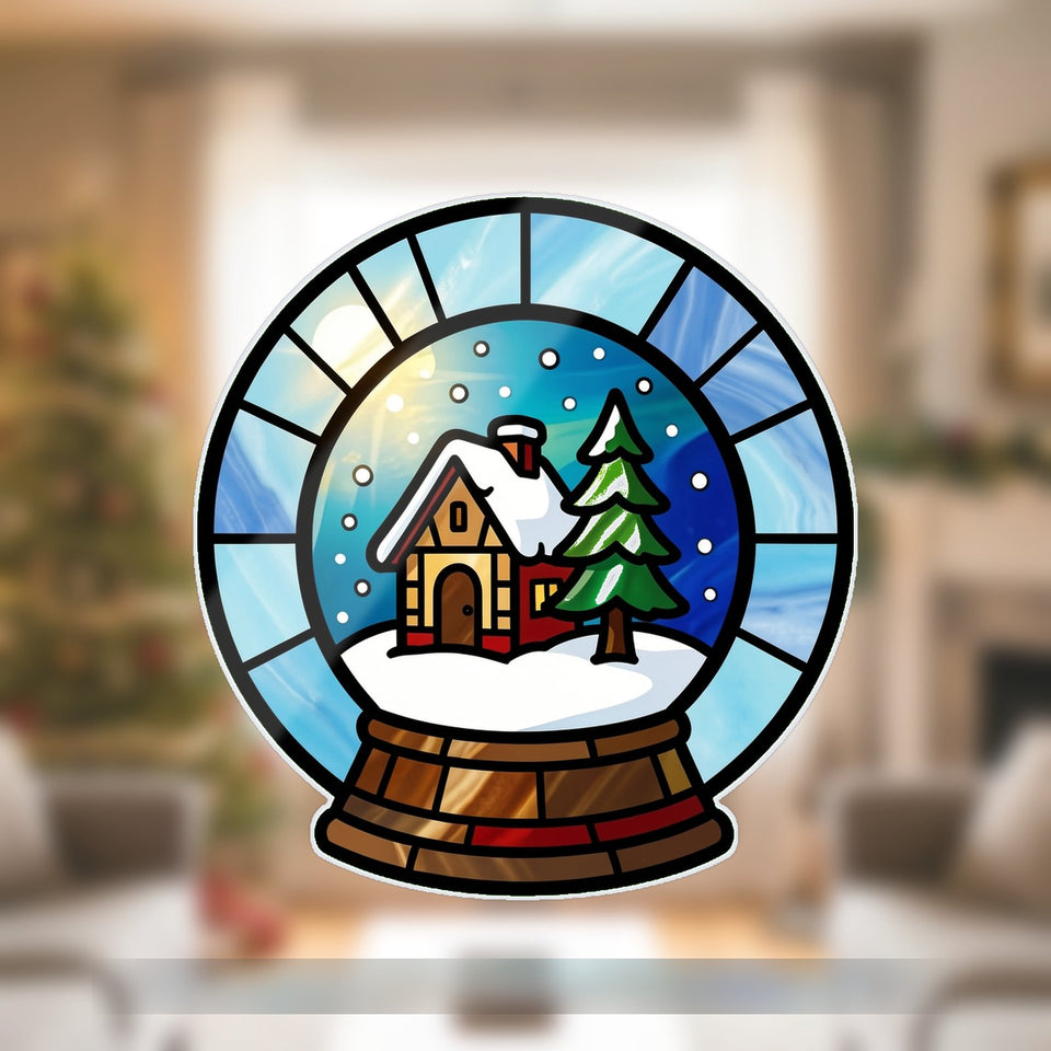 Snow Globe Cabin Circle Acrylic Suncatcher