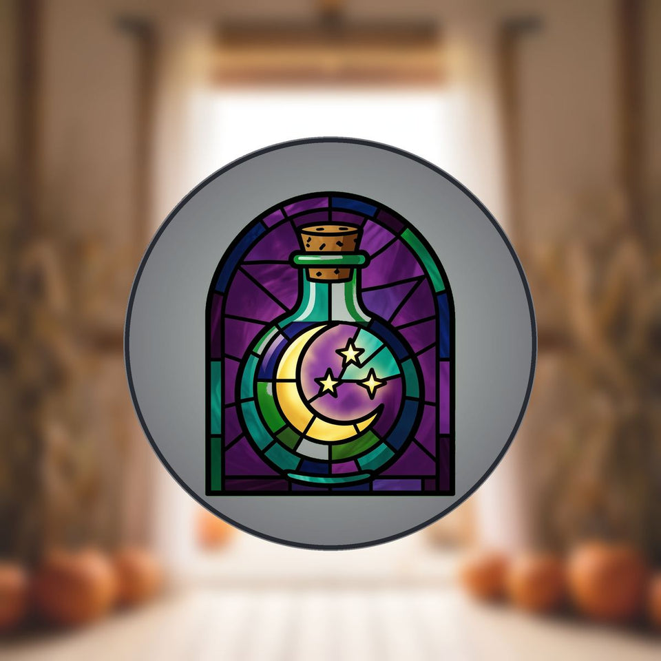 Potion Bottle Moon Arch Stained Glass Suncatcher