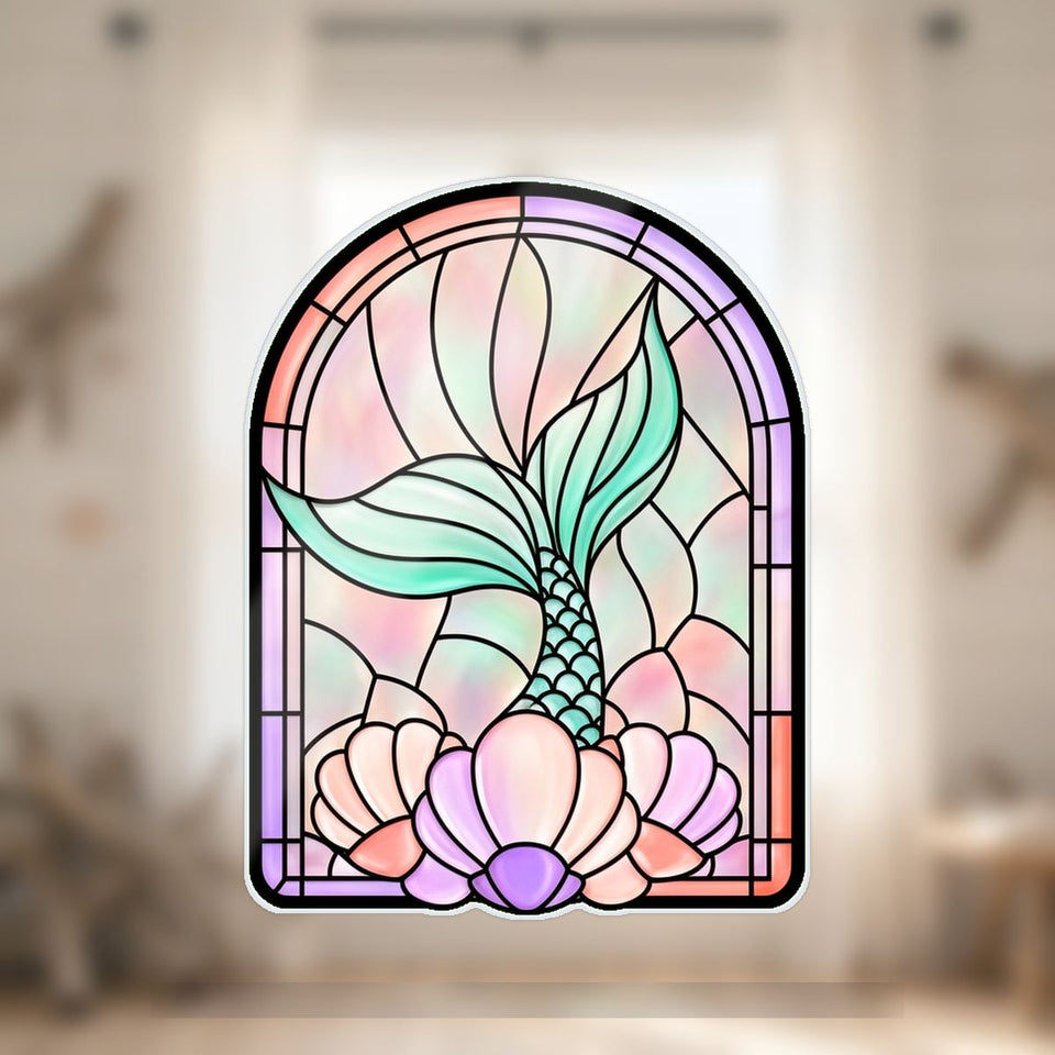 Mermaid Tail Shell Arch Wavy Acrylic Suncatcher Ornament