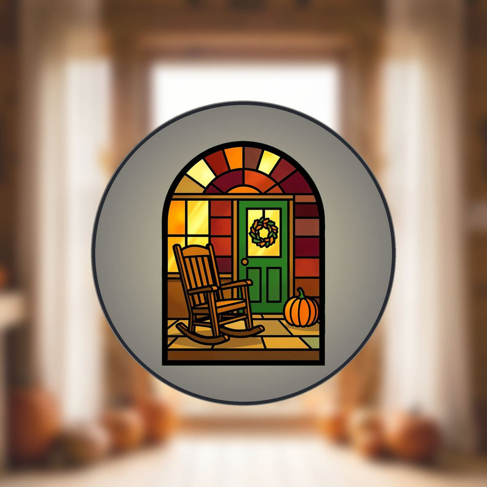 Front Porch Rocking Chair Arch Stained Glass Suncatcher