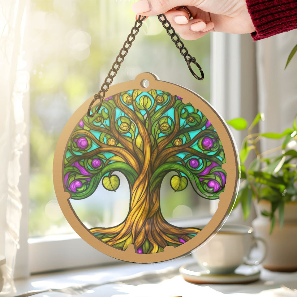 Tree of Life Memorial Circle Window Hanging Suncatcher