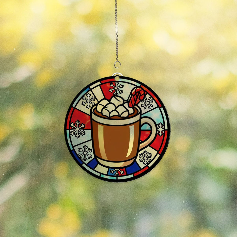 Hot Cocoa Mug Circle Acrylic Suncatcher