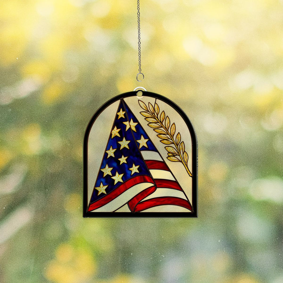 Folded Flag Memorial Arch Acrylic Suncatcher