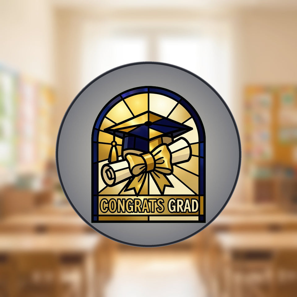 Graduation Cap Diploma Arch Stained Glass Suncatcher
