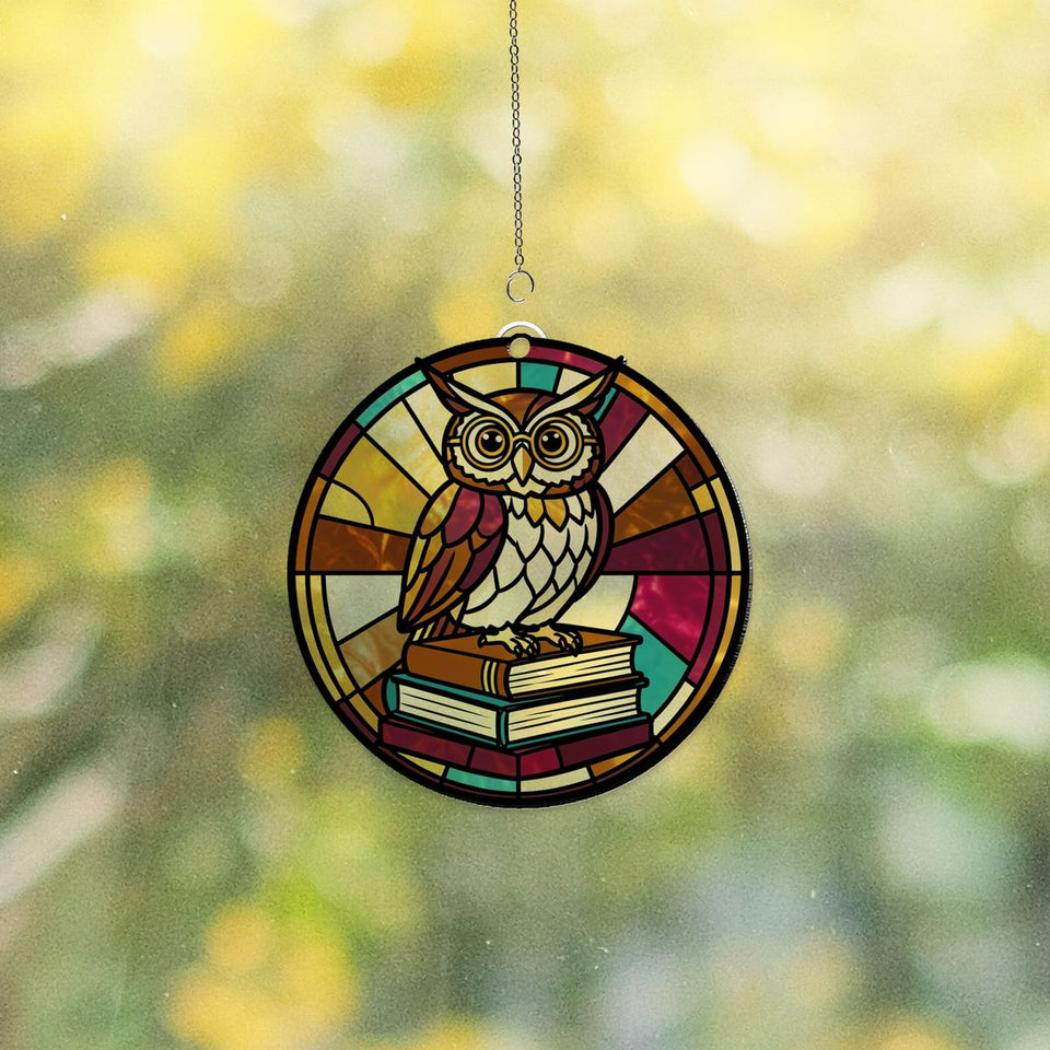 Wise Owl Books Circle Acrylic Suncatcher