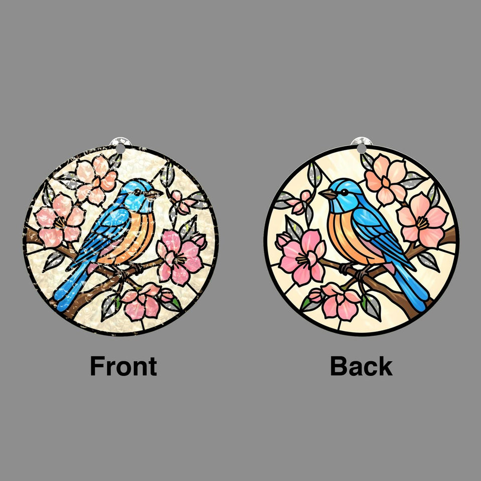 Bluebird Blossom Circle Water Ripple Suncatcher