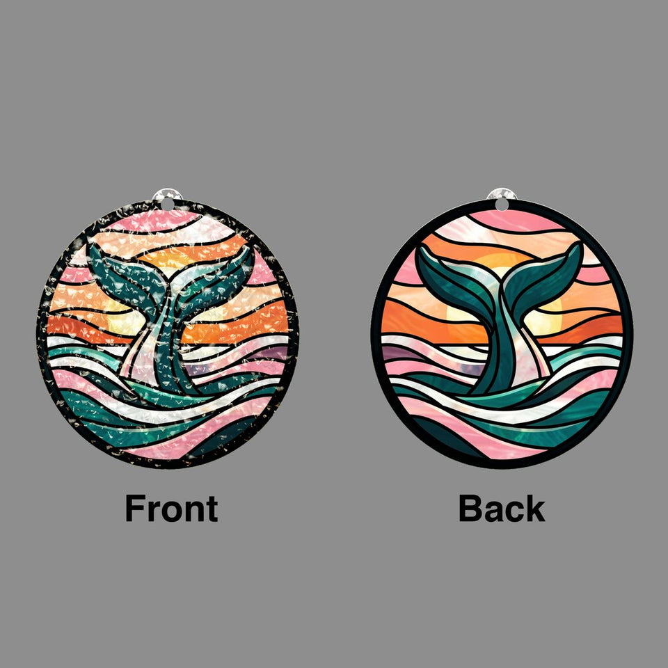 Humpback Whale Tail Circle Water Ripple Suncatcher