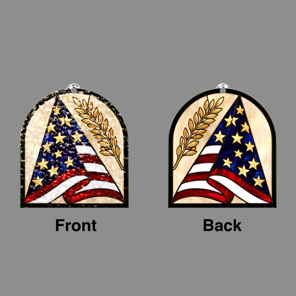 Folded Flag Memorial Arch Water Ripple Suncatcher