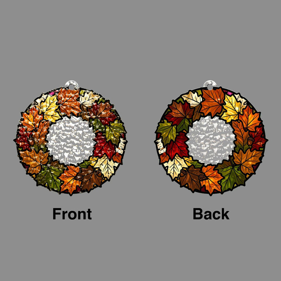 Fall Leaves Wreath Circle Water Ripple Suncatcher