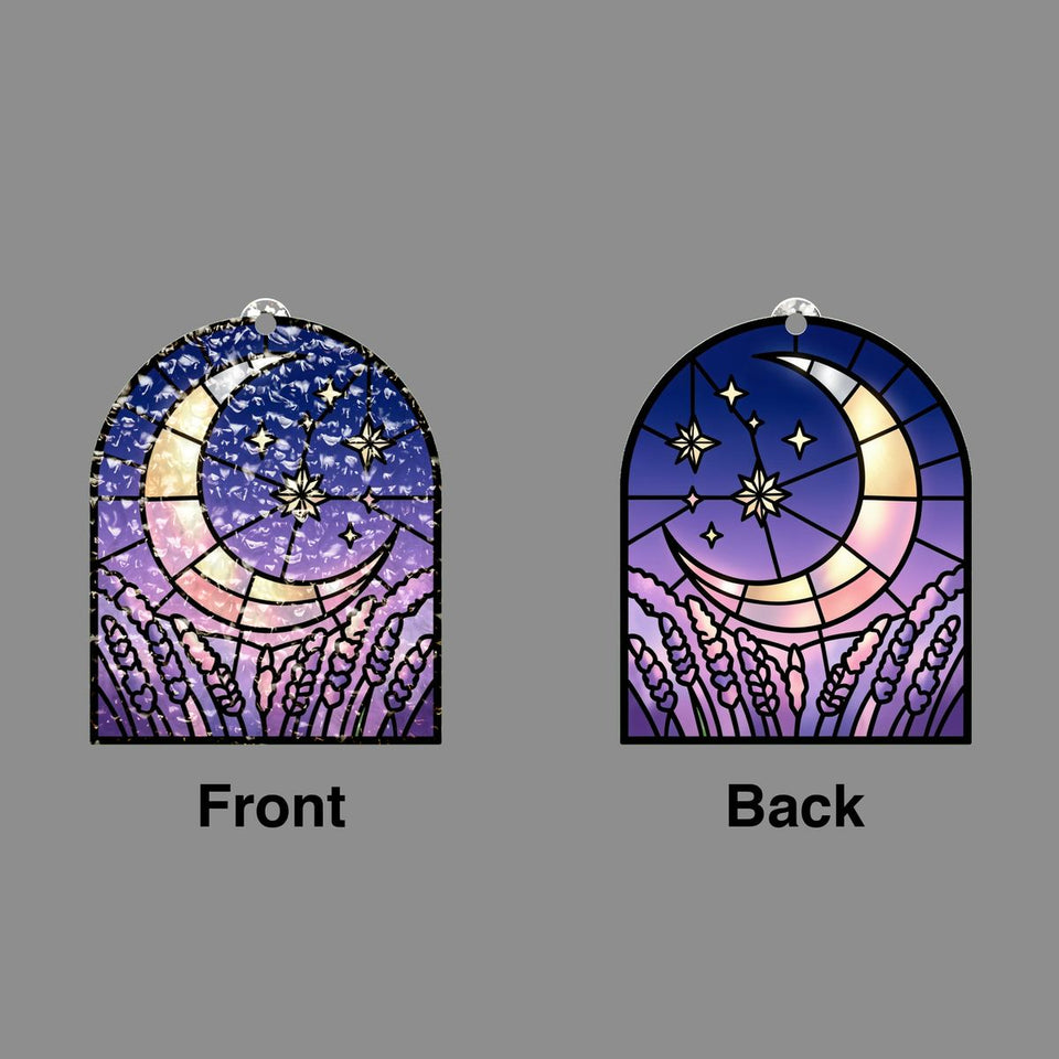 Starry Lavender Moon Arch Water Ripple Suncatcher