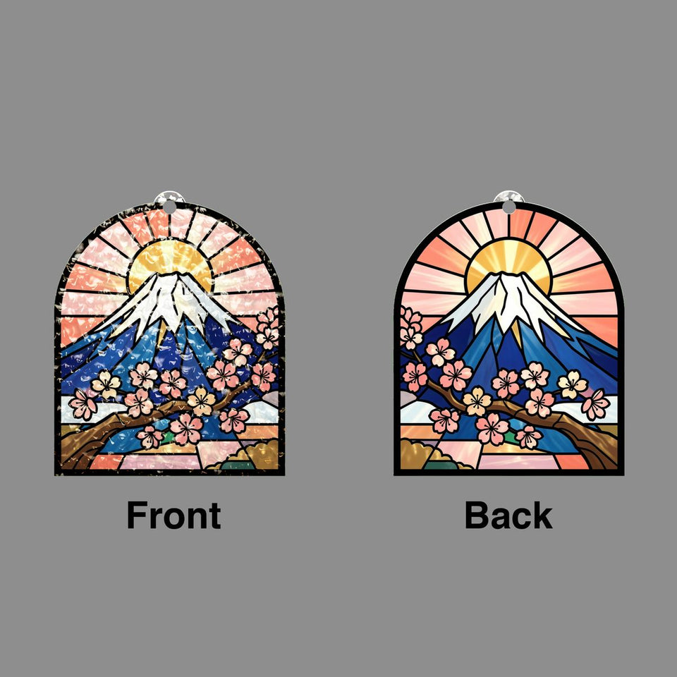 Mount Fuji Blossom Arch Water Ripple Suncatcher