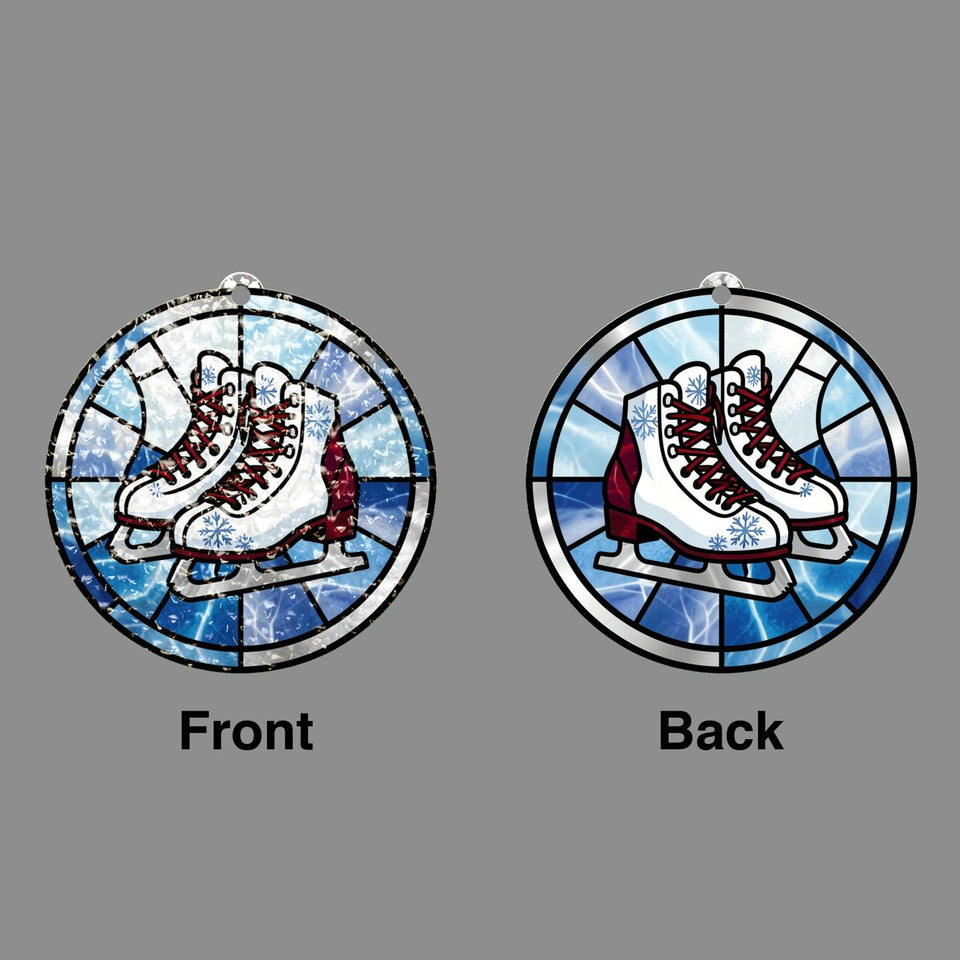 Ice Skates Snowflake Circle Water Ripple Suncatcher