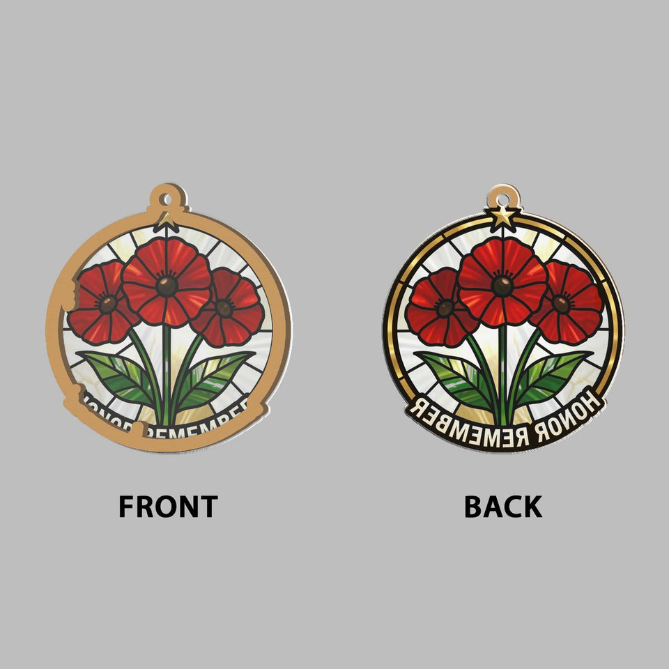 Red Poppy Veterans Circle Window Hanging Suncatcher
