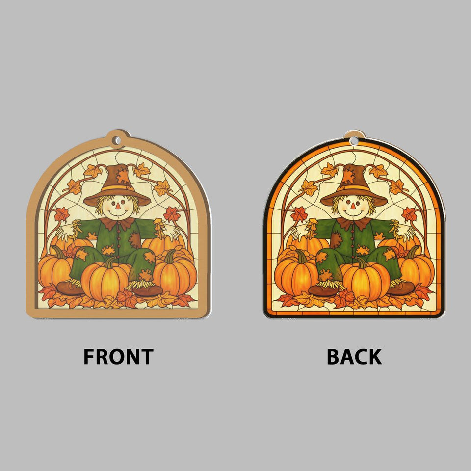Scarecrow Pumpkin Patch Arch Window Hanging Suncatcher