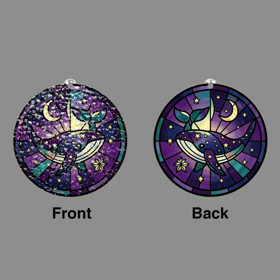 Starry Whale Night Circle Water Ripple Suncatcher