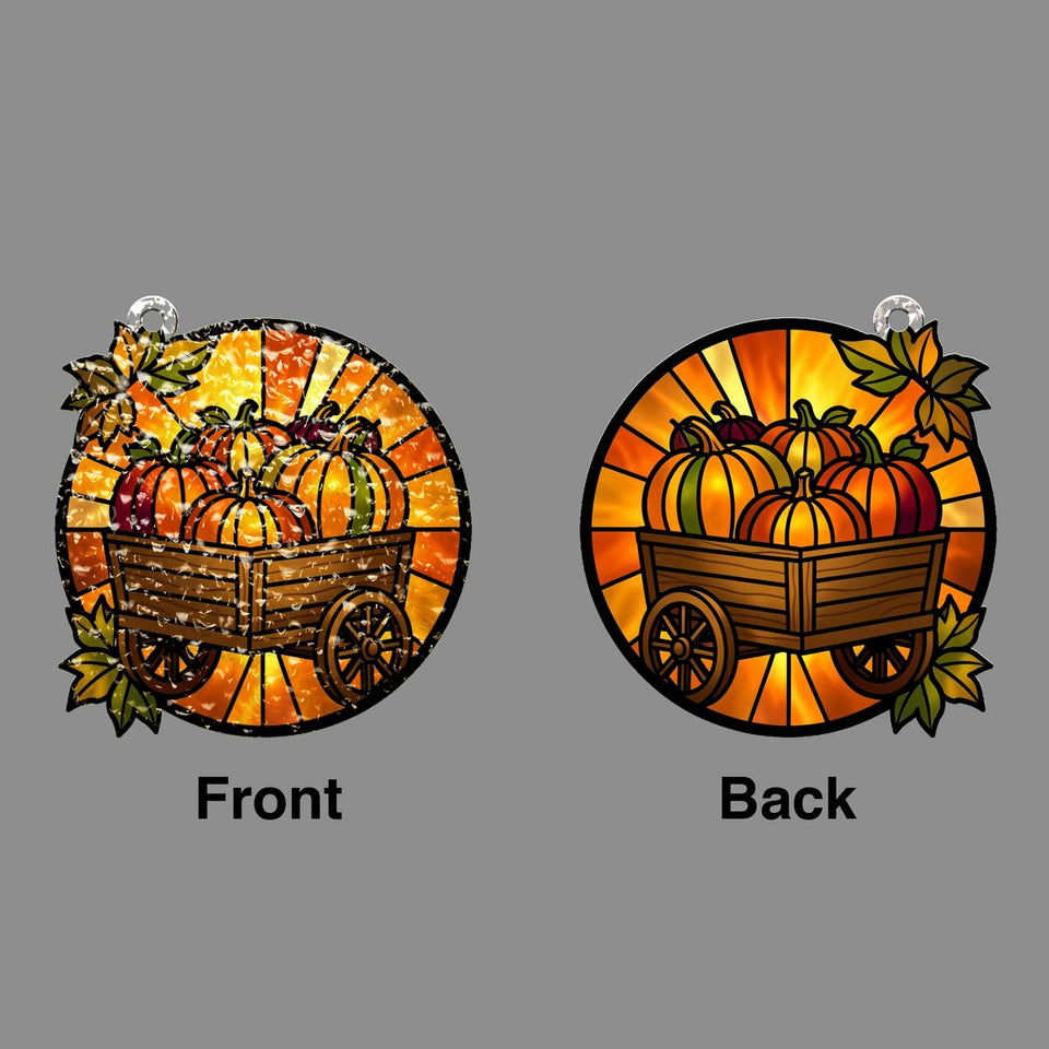 Autumn Pumpkin Cart Circle Water Ripple Suncatcher